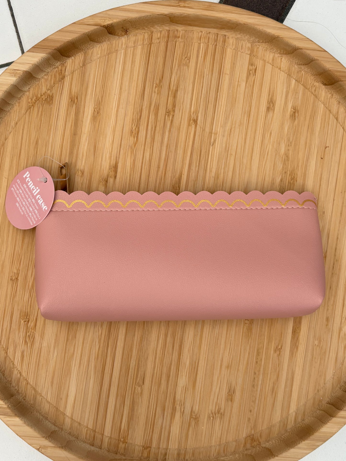 Trousse en simili cuir personnalisable couleur rose