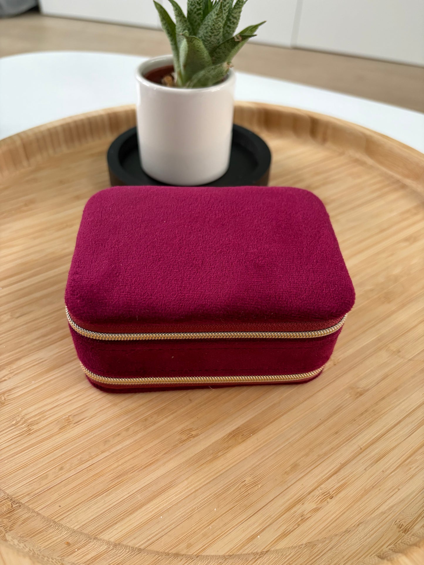 Boîte à bijoux personnalisée velours rouge