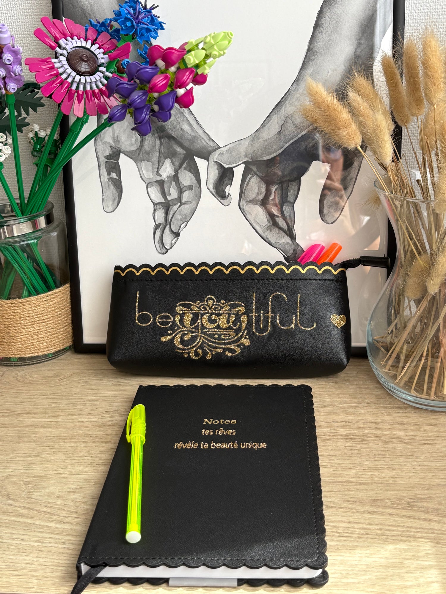 Pack trousse et carnet personnalisés avec prénom, idée cadeau unique