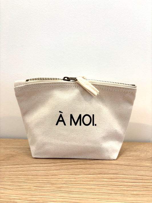 Pochette personnalisée en coton "À moi" – Trousse maquillage minimaliste