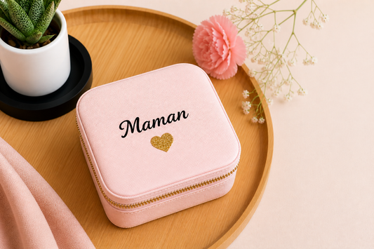 Boîte à bijoux personnalisée maman avec cœur – idée cadeau fête des mères