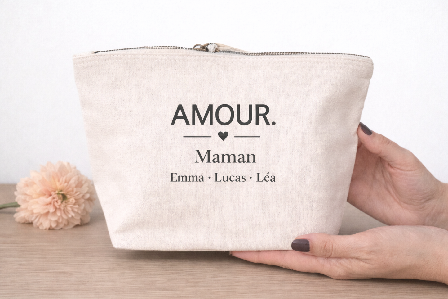 Pochette AMOUR personnalisée pour maman avec prénoms Emma Lucas Léa – cadeau fête des mères