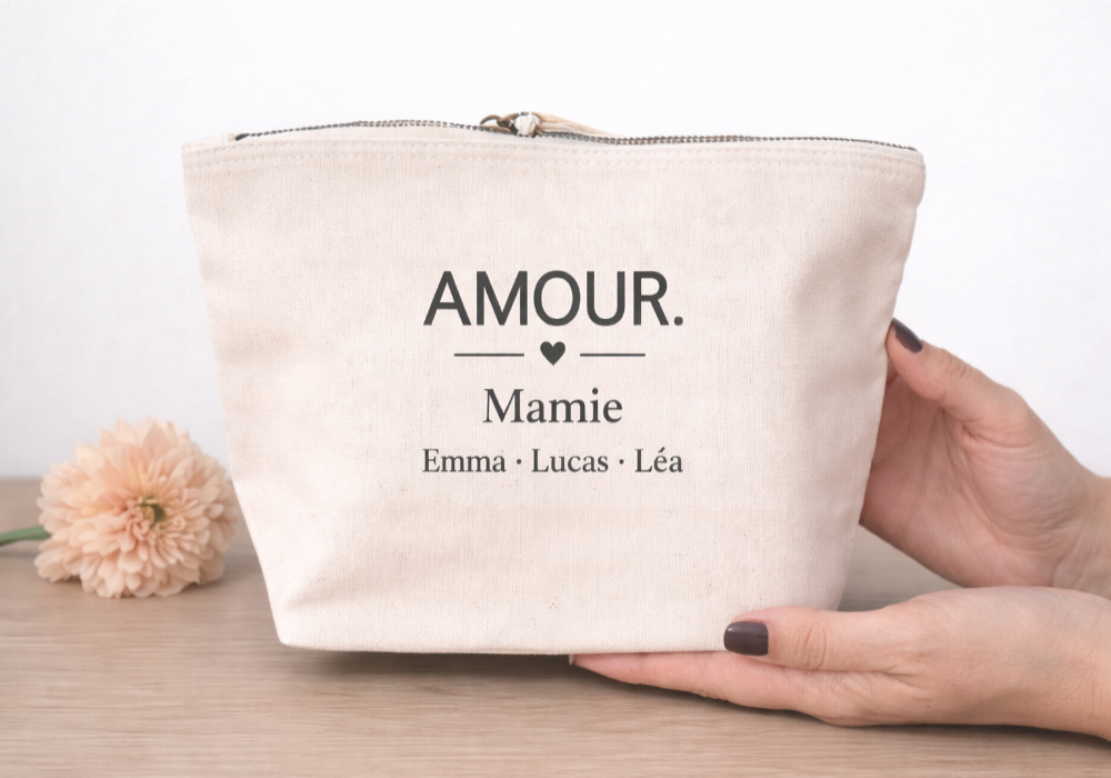 Pochette personnalisée amour avec message mamie et prénoms