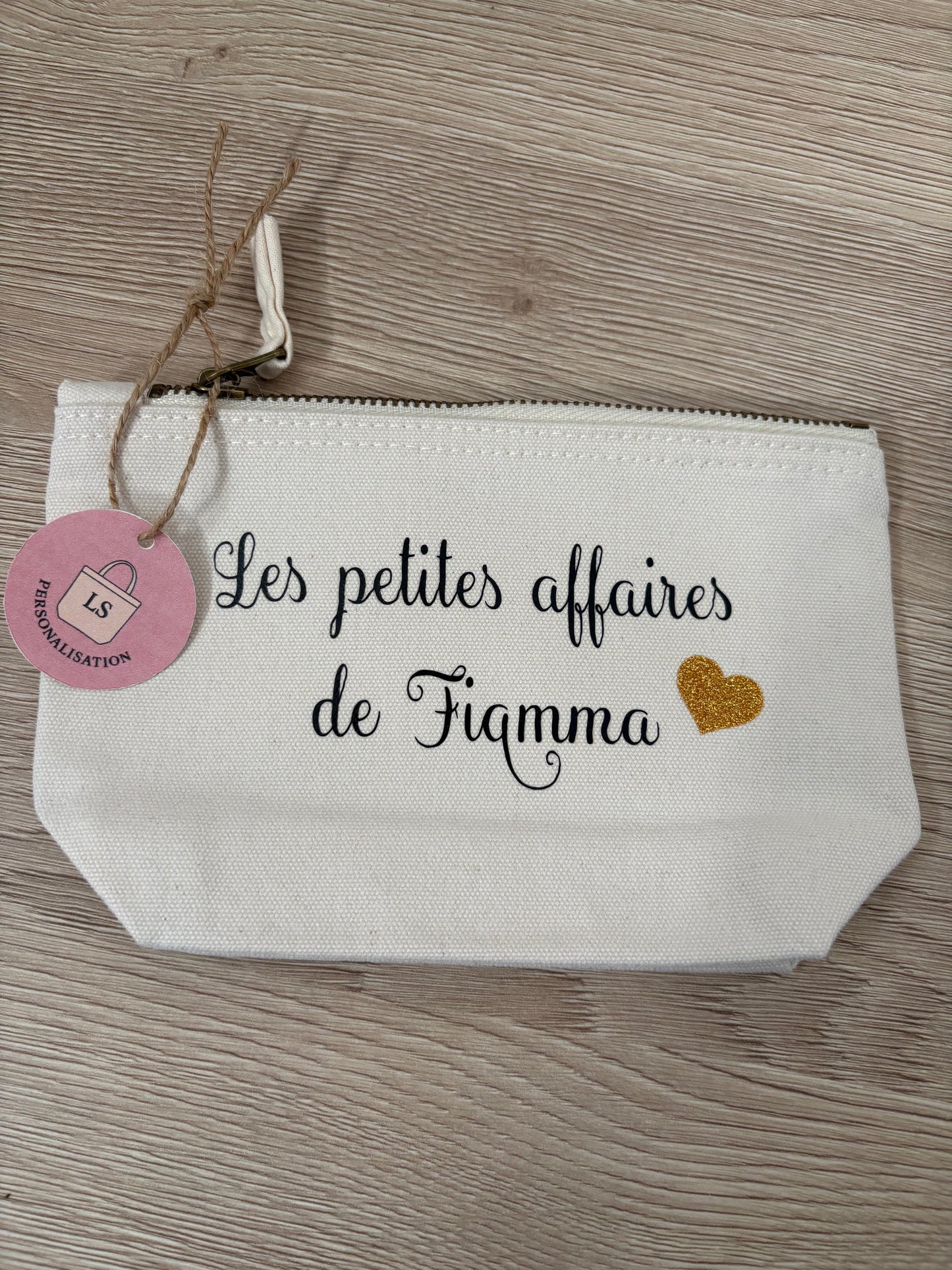 Trousse personnalisée en coton avec fermeture zippée vintage