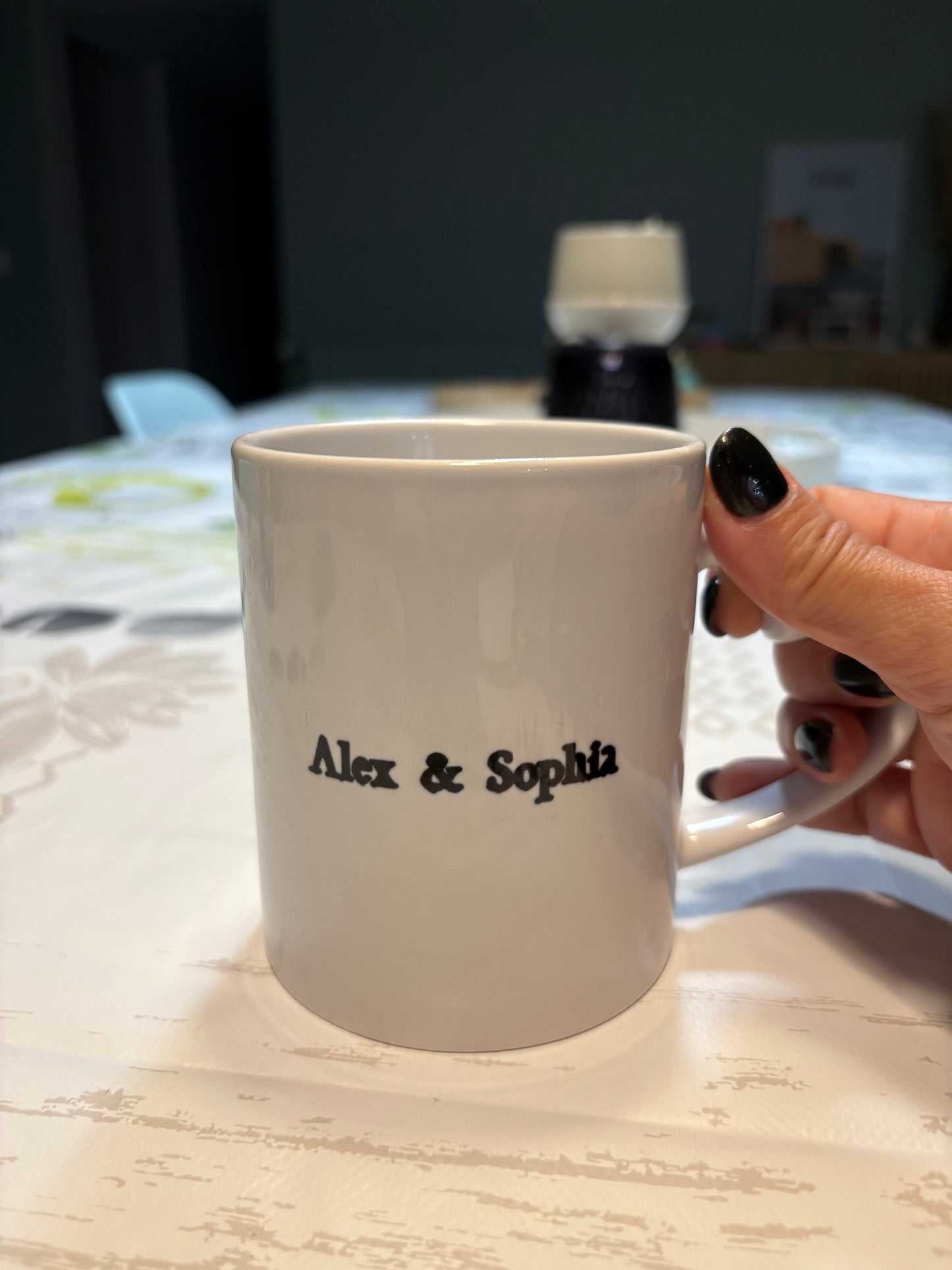 Tasse personnalisée couple – “Amour” avec prénoms et date