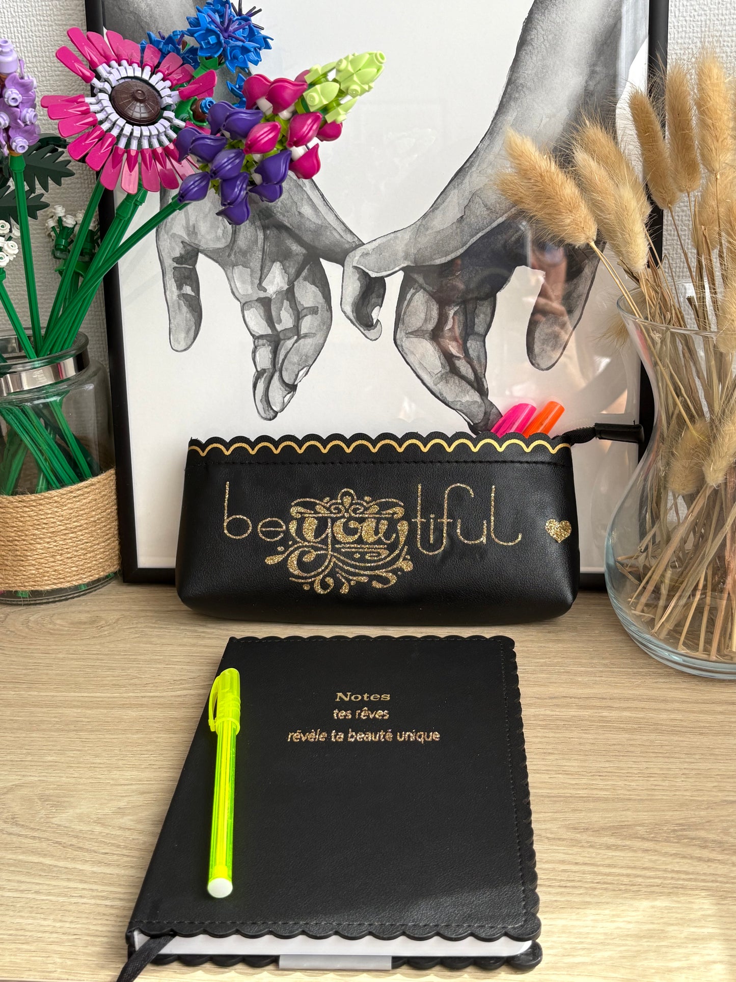 Pack trousse et carnet personnalisés avec prénom, idée cadeau unique