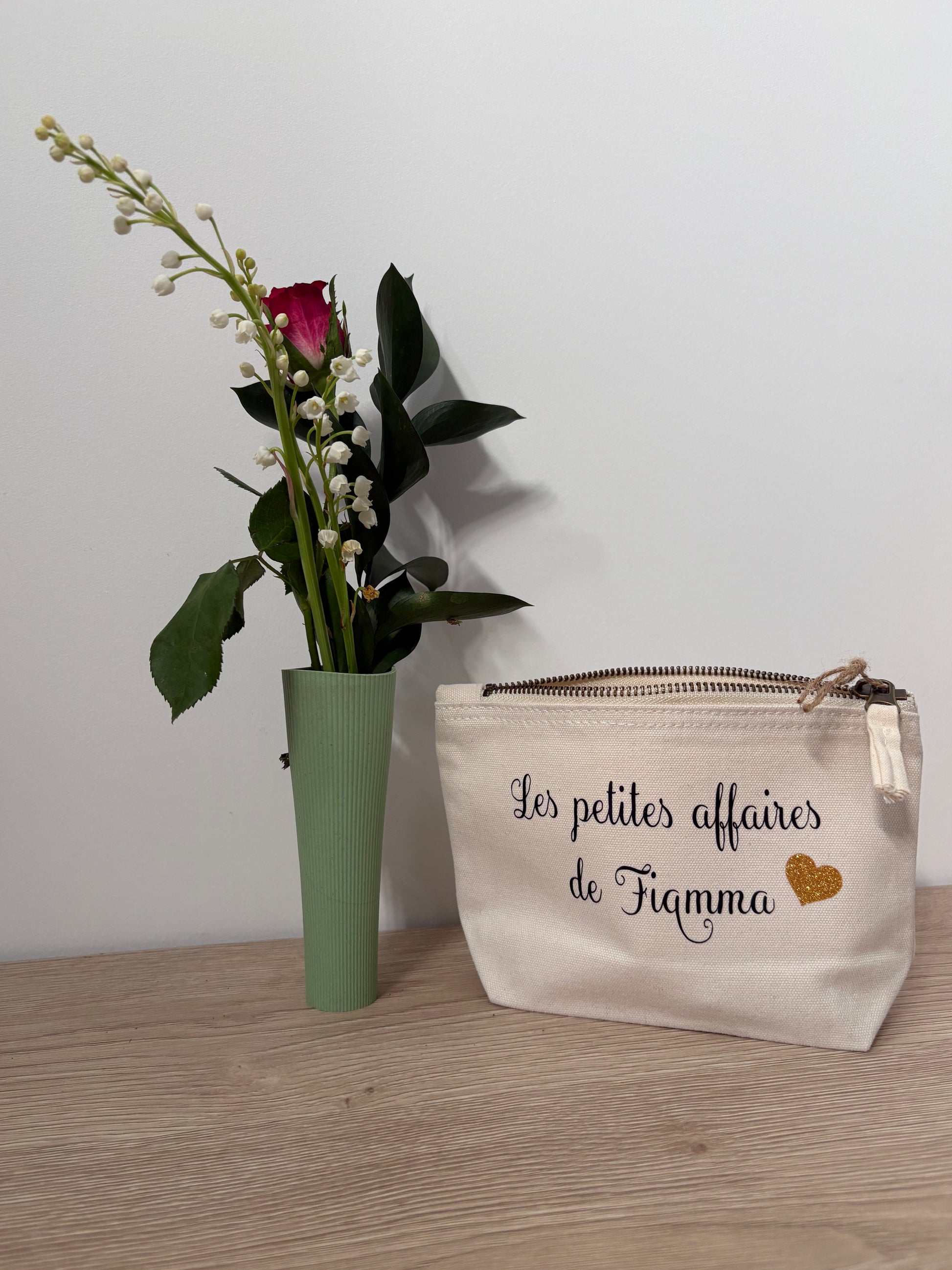 Pochette personnalisée cadeau maîtresse avec texte et cœur doré